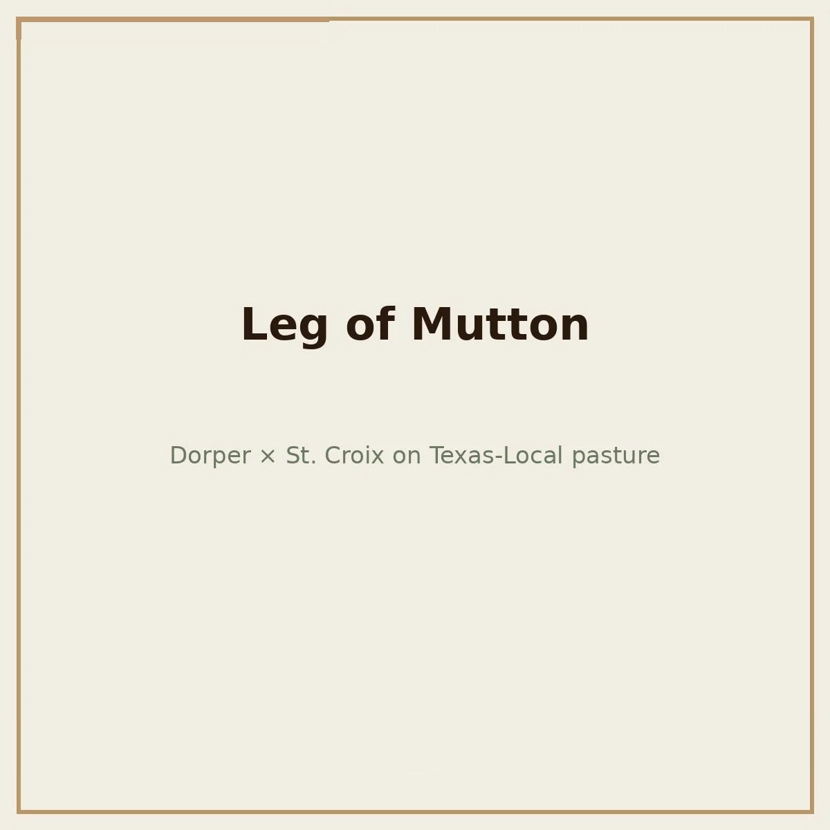 Whole bone-in mutton leg, Dorper x St. Croix — Base Camp Farm & Ranch