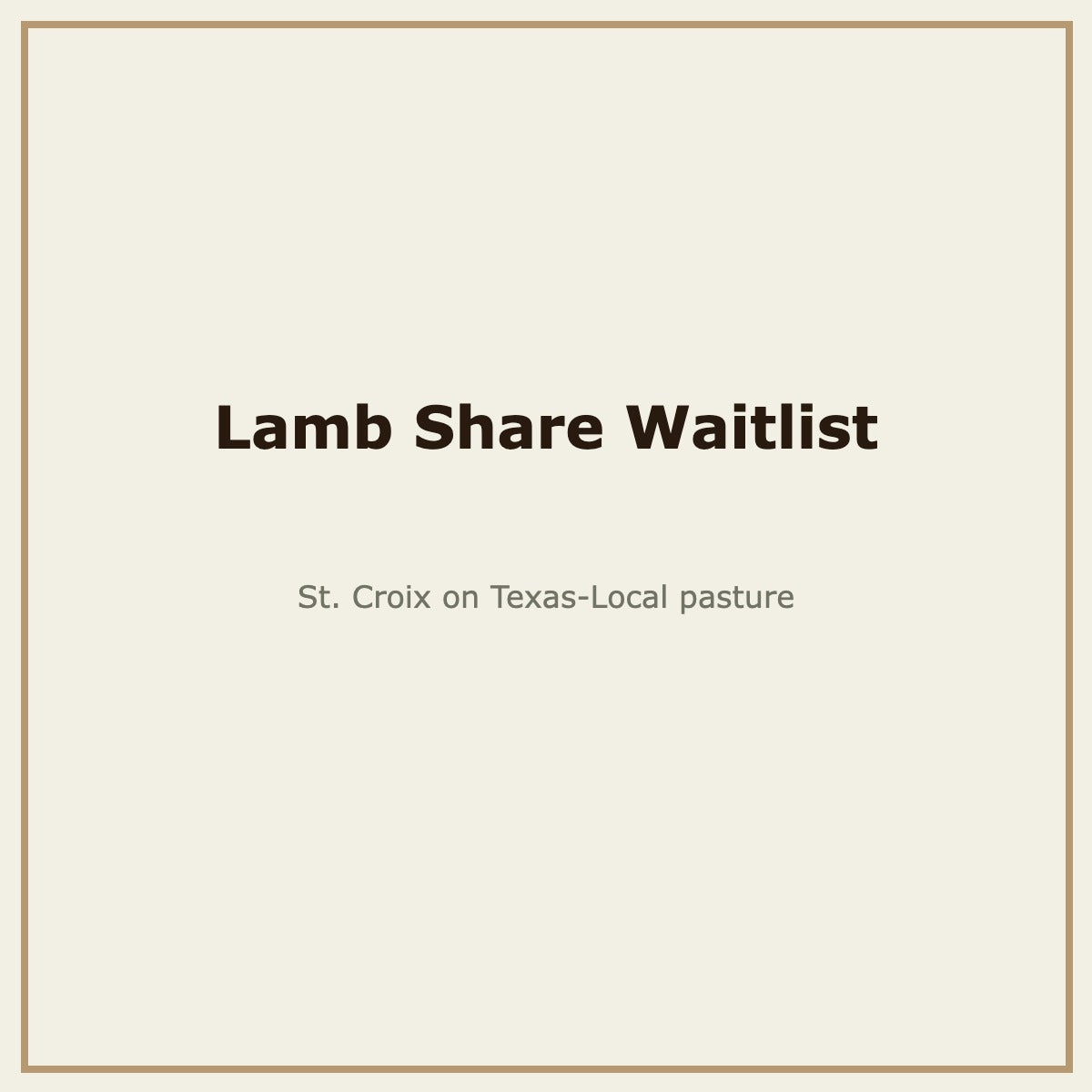 Lamb Share harvest waitlist — St. Croix, Base Camp Farm & Ranch
